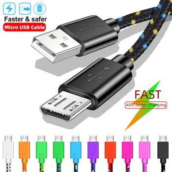Micro USB Cablu de 1m/2m/3m Nailon țesute de Date de Sincronizare Rapidă Cablu de încărcare Pentru Samsung S23Ultra Huawei P40 Xiaomi 13 Micro USB Cablu de Date
