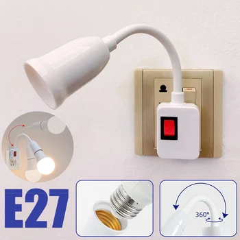 E27 Lampă De Bază Perete Suport Flexibil Lumina Îndoiți Flexibil Mobil De Testare Dulie Bec Adaptor Plug Switch Din Oțel Inoxidabil