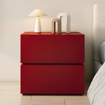 Designer lemn masiv noptieră retro roșu minimalist creative dormitor vopsea de înaltă sens minimalist modern cabinet de pat