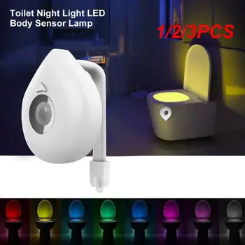 1/2/3PCS Culori Schimbarea de Toaleta Lumina de Noapte Senzor de Mișcare cu LED rezistent la apa de Baie de Lumină pe bază de Baterii Pentru Baie Acasă