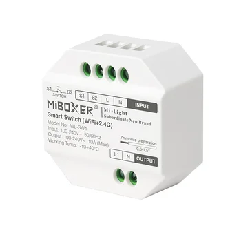 MiBoxer Controler cu LED-uri Wifi+2.4 G Smart Switch RF Împinge Dimmer WL-SW1 100-240V App /Voce /Control de la Distanță