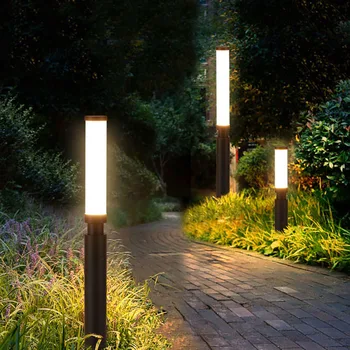 10W LED Cilindru Grădină cu Gazon, cu Lumina de Exterior din Aluminiu Cale de Lumină Peisajului Curte Vila Pășuni Drum Bolarzi Lumini