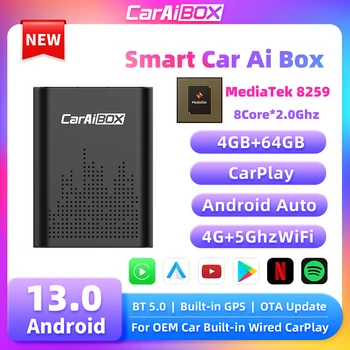CarAiBOX CarPlay Ai Cutie Android 13.0 MediaTek 8259 8-Core 2.0 GHz Wireless CarPlay, Android auto Pentru masini cu Fir CarPlay