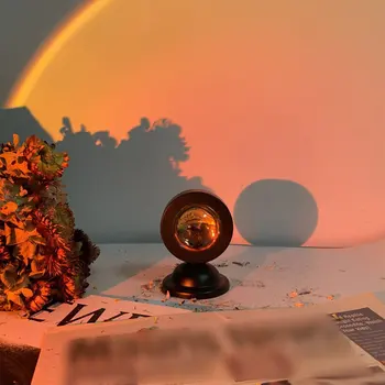 1buc Apus de soare Lampa Proiector de Curcubeu Atmosfera a Condus Lumina de Noapte Acasă USB Lampa de Dormitor Fotografie Fotografie de Fundal Decor de Perete
