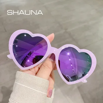 SHAUNA Balama Metalică Bomboane de Culoare Femei Inima ochelari de Soare Moda Polarizate Nuante UV400