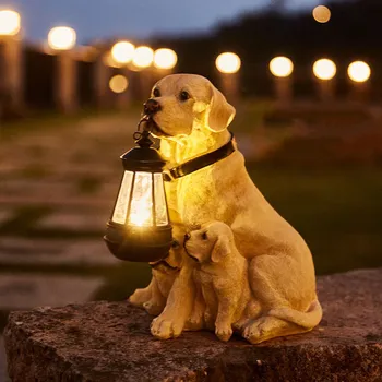 Solare De Gradina Decorative De Lumină Realiste Câini În Aer Liber De Iluminat Rășină Câine Statuie A Condus Lumina De Noapte Pentru Calea Curte Decoratiuni De Gradina