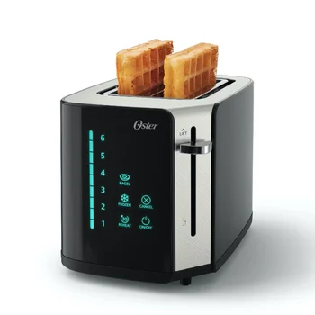 Oster® 2-Felie Touchscreen Prajitor de paine cu Easy Touch Tehnologie și Digital Countdown Timer, Inox