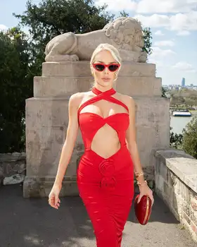 Femei de Moda Roșu Sexy rochie fără Mâneci Tubulare Set 2023 Celebritate Designer High Street Fusta Fusta