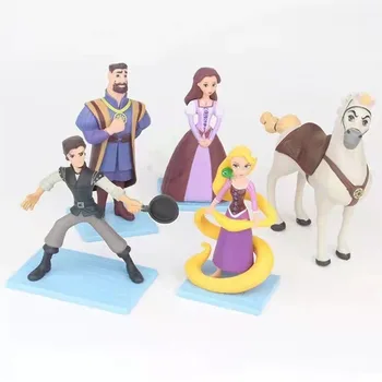 5Pcs/Set 11cm Printesa Rapunzel Figura Jucărie Încurcat Flynn Rider Cal Maximus Regele Frederic Pascal Magie Model de Fată Păpuși
