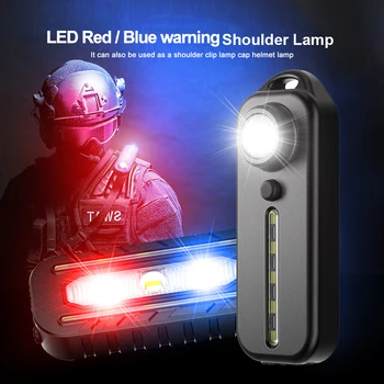 Mini LED Rosu Albastru Umăr Clip Lampa de Avertizare de Siguranță Lumina de Poliție USB Reîncărcabilă Casca a Lanternelor