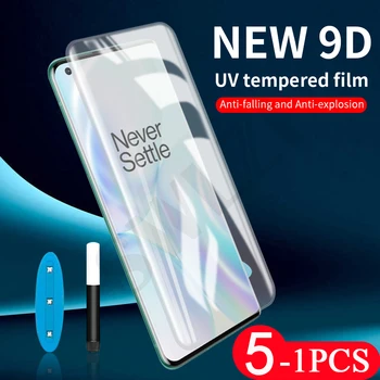 5/3/1buc plin de acoperire UV film de Sticlă pentru Oneplus 9 pro 7 7T 8 pro UV protectoare din sticla temperata protectorul de ecran telefon smartphone HD