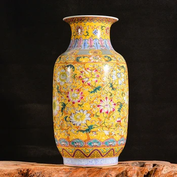 Jingdezhen email vaza ceramica galben mare nou Chinezesc living intrarea ornamente high-end cadouri de casă nouă