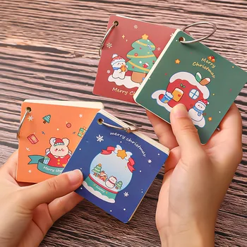 12 buc/lot Kawaii Crăciun Inel Catarama Memo Pad Drăguț volante Carte Cuvânt Card Notebook poate rupe Agende de Birou Școală de Aprovizionare