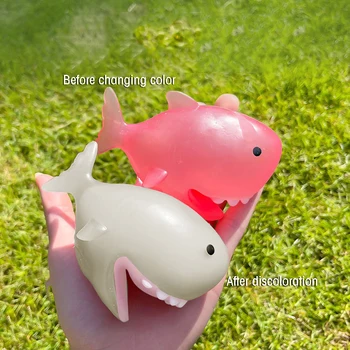 Distracție de vară lumina Soarelui Va Schimba culoarea Shark Maltoză TPR Decompresie de Simulare de Animale Desene animate Ornamente Copii Fidgeting Jucărie