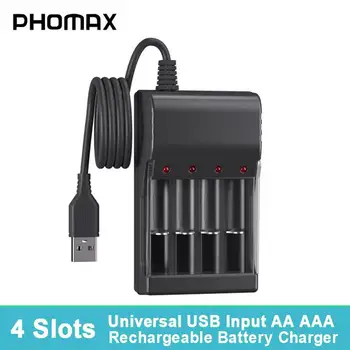 PHOMAX Universal cu 4 Sloturi Încărcător de Baterie Adaptor Portabil USB Plug pentru AA/AAA Ni-MH/Ni-Cd Baterii Reîncărcabile LED Display