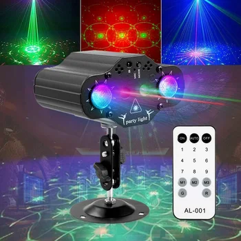 Lumini de petrecere DJ Disco, Lumini Stage Laser Proiector 2 LED-uri RGB Sunet Activat Intermitent Craciun Karaoke Nunta Decor Acasă