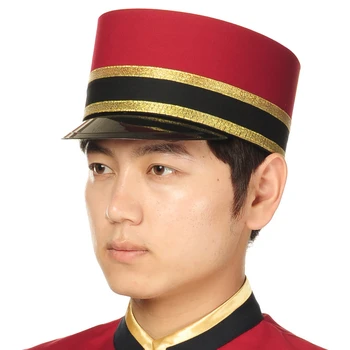 red hotel receiption hat pentru barbati portar pălărie portarul uniformă hotel chelner pălărie