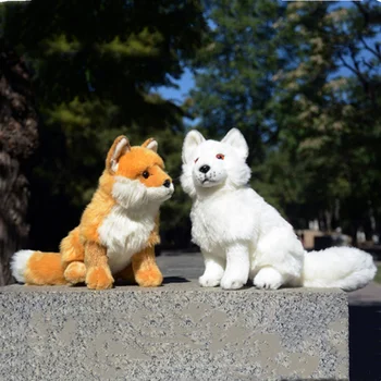 26cm Arctic Fox Înaltă Fidelitate Anime Drăguț de Pluș Alb Polar Fox Jucării de Pluș Realiste Animale de Simulare de animale de Pluș Jucărie Cadouri