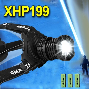 Actualizat Far Puternic XHP199 Pescuit Faruri Cap Lanterna USB Reîncărcabilă Lanterna de Cap Cap Lanterna Baterie 18650