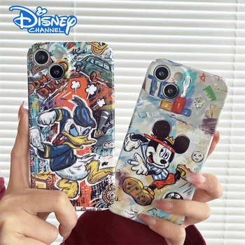 Disney Graffiti Mickey Donald Telefon Caz pentru iPhone 14 13 12 11 Pro Max XR XS Max 7 8 Plus de Protecție de Telefon Capacul din Spate