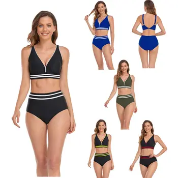 Moda Split Bikini Femei Solide Două Piese Adânc V Costume de baie Sexy mai Multe culori disponibile