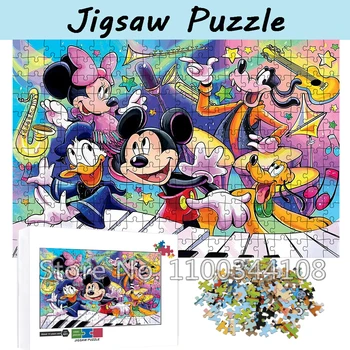 Disney Mickey Mouse Jigsaw Puzzle Minnie, Donald Duck 300/500/1000 Piese Puzzle din Lemn pentru Copii Jucarii Educative Decor Acasă