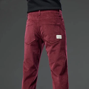 2023 Bărbați pantaloni de Catifea cord Elasticitatea Pantaloni Casual Toamna Iarna Nou Moda de Afaceri Regulate Drepte Pantaloni Brand de Vin Rosu Kaki