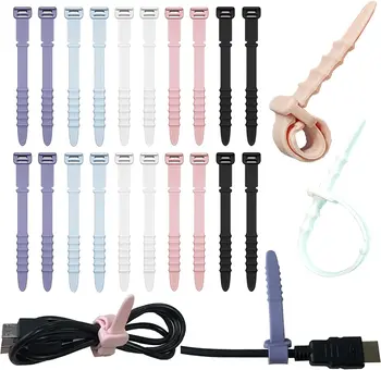 20buc Cauciuc Cablu Cravate Curele pentru Wire Management, Elastic Cablu Organizator pentru Birou Acasă Masa de Birou. 4.5