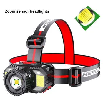 Stralucitoare Lanterna LED-uri USB Reîncărcabilă Zoom Senzor Faruri Impermeabil în aer liber Luminescente Cap Poartă Faruri cu LED-uri