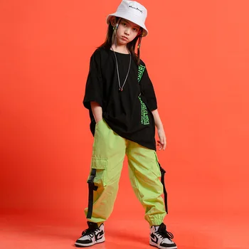 Dans Hip-Hop Costume Pentru Băieți Și Fete Dans Jazz Topuri Pantaloni Copii Dans Sportiv De Performanță Haine Hiphop Set Costum De Scenă