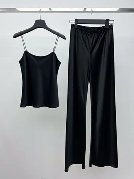 2023 noi femeile de moda costum de acid acetic suspensor top + pantaloni 2-bucata set 0617