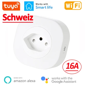 WiFi Smart Plug 16A Elveția, CH Priza de Putere Priza Tuya APP Pentru Alexa de Start Google Voice Control Monitor de Putere Calendarul