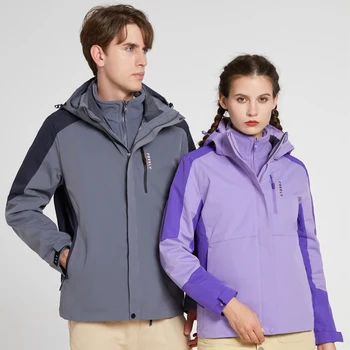 De sex masculin Lână, Îmbrăcăminte exterioară Windbreake 3 în 1 Jacheta de Moda Barbati Jacheta Impermeabil Strat Exterior de Două bucăți Seturi Casual de Camping, Jachete