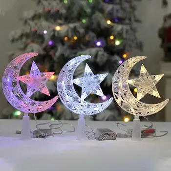 Xmas Tree Top Star Forma Creativ Baterii LED-uri Stralucitoare Pomul de Crăciun 3D de Top Pentagrama Ornament de Crăciun Consumabile Partid