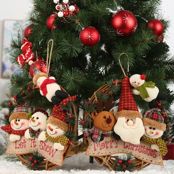 Decoratiuni De Craciun Ghirlanda Moș Crăciun, Om De Zăpadă Elan Rattan Inel Pandantiv Pom De Crăciun Pandantiv Agățat De Ornament