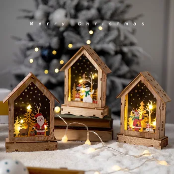 Decoratiuni de craciun, cadouri, pom de Crăciun, lumini, oameni în vârstă, oameni de zăpadă, pardoseală de lemn stele, și creative decoratiuni acasă
