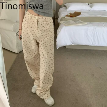 Tinomiswa Moda Casual Pantaloni Largi Picior Femei New Sosire Talie Mare De Imprimare Vrac Pantaloni Drepte Simplu Pantalones Femme