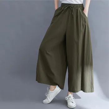 Opt Largi Picior Pantaloni Femei Vrac Dimensiuni Mari de Culoare Solidă Bumbac Casual Îmbrăcăminte Parasuta Pantaloni Japoneze Y2k Streetwear 2023
