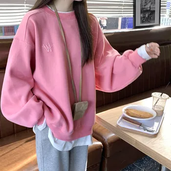 Solid Tricou Pentru Femei 2023 Noi Kpop-coreean Haine de Moda Streetwear Pulovere Fals Două Piese Topuri Ropa de Mujer Hanorace