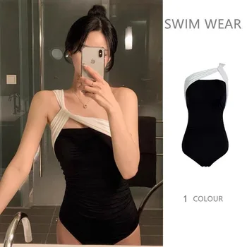 -O Bucată de costume de Baie Solid Conservator Bikini pentru Femei Stil coreean Costume de baie de Slăbire Burtă Beachwear Costum de Baie pentru Vacanta