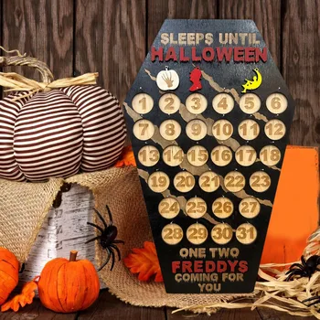 Halloween Advent Calendar Din Lemn Numărătoarea Inversă Până La Crăciun Decor Horror Ornamente Fantoma De Design Pentru Interior Clasă De Partid