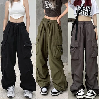 Stil American Retro, haine de Lucru Pantaloni Casual All-Meci Direct Dape Buzunar Mare Picior Pantaloni Largi Pantaloni Largi Pentru Femei 2023