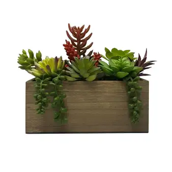 Artificiale Mixte Plante Suculente în Cutie de Lemn Maro Iarba panou de perete mobilier Hotel Planta perete de Verdeață decor nunta L