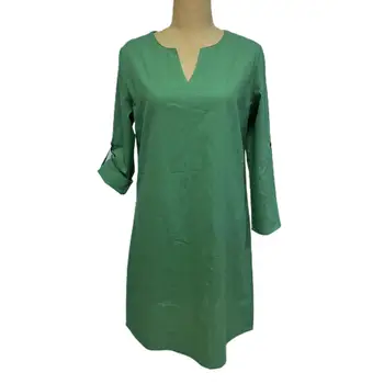 Doamna Rochie Vrac Taie-Pull up Sleeve Dress Moale Respirabil Femei Genunchi Lungime Rochie Midi cu Maneci Trei Sferturi Eleganta