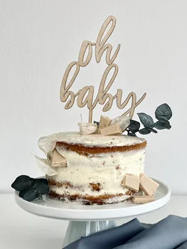 Baby Shower Cake Topper Oh Baby Lemn Cake Topper Copil De Dus Decoratiuni Tort, Gen Neutru Copil Nou Partid Tort Fân