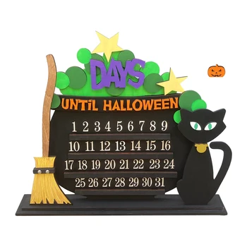 Negru de Halloween Conta-jos DIY Mișcare Bloc de Lemn Calendar RestrictedEdition Și Eco-friendly