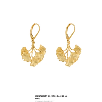 Hxl Frunze De Ginkgo Cercei Eardrops Placat Cu Aur De Lux La Prețuri Accesibile Moda Avansate Cercei