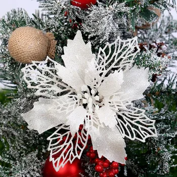 1buc 10cm Sclipici Artificiale Flori de Craciun Xmas Ornamente pentru Pomul de Crăciun Decoratiuni pentru Casa Cadouri de Anul Nou Navidad