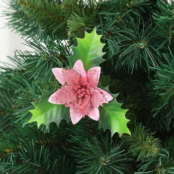 Sclipici de Crăciun Artificial, Flori False Flori de Craciun Ornamente Simulat Flori de Pom de Crăciun de Anul Nou Decor Petrecere