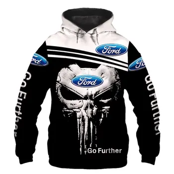 2023 Toamna Noua Masina Ford Logo-ul Și Punisher Hanorac Pentru Barbati 3d Print Digital Sport Streetwear în aer liber Sacou Motocicleta Hoody